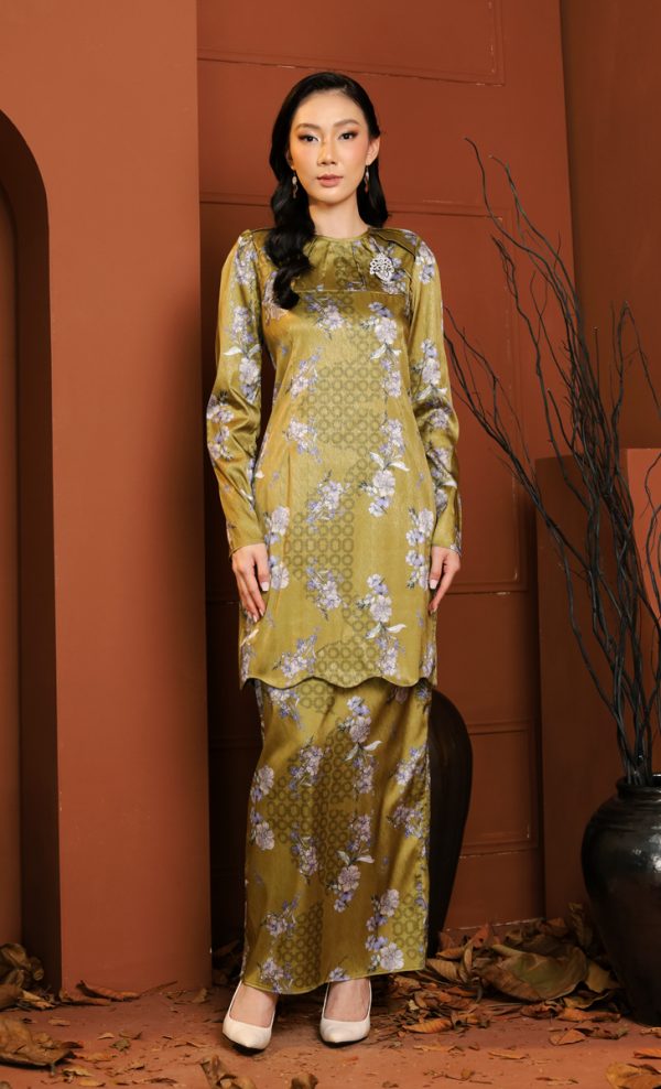 AMINIE PRINTED in OLIVE – Mawar Cotton